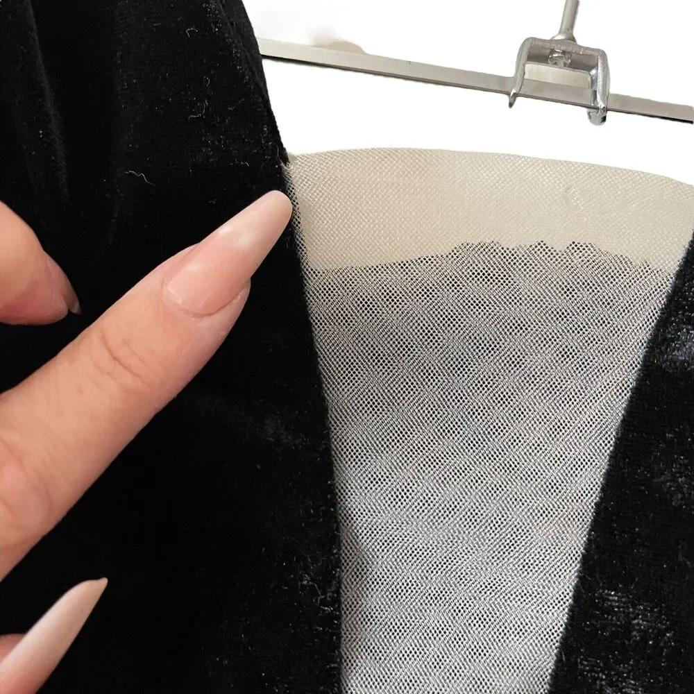 Lulus XL My Dream Come True Velvet Strapless Maxi Dress Black Slit Long - Picture 9 of 13